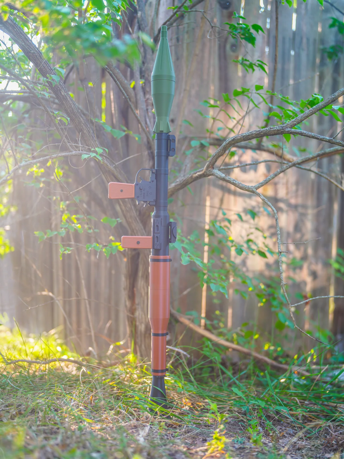 Full-size RPG-7 cosplay and display prop photographed outdoors